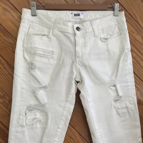 PAIGE Distressed Destroyed Midrise Skinny Jeans - Picture 3 of 6